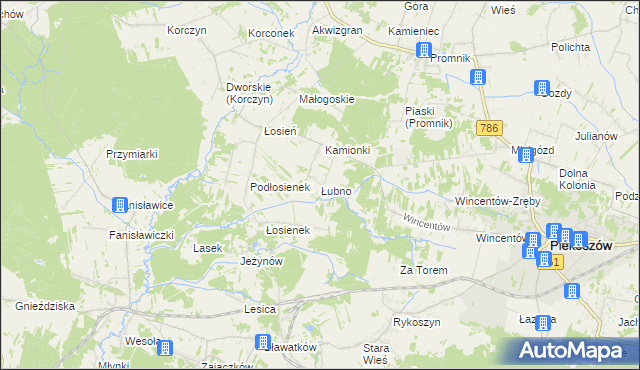 mapa Łubno gmina Piekoszów, Łubno gmina Piekoszów na mapie Targeo