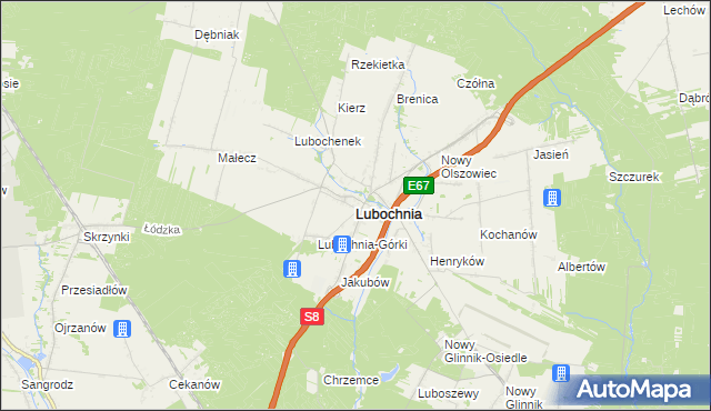 mapa Lubochnia powiat tomaszowski, Lubochnia powiat tomaszowski na mapie Targeo