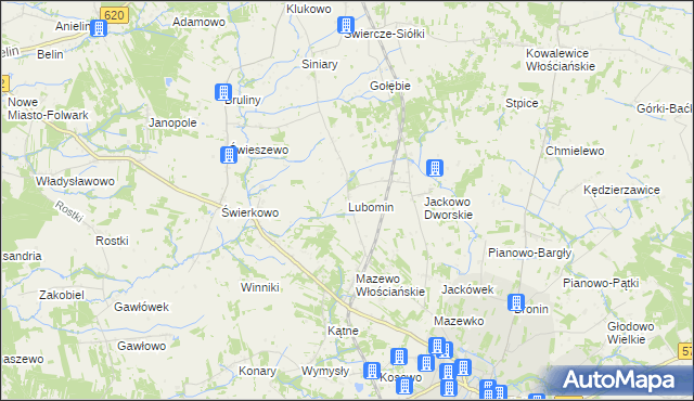 mapa Lubomin gmina Nasielsk, Lubomin gmina Nasielsk na mapie Targeo