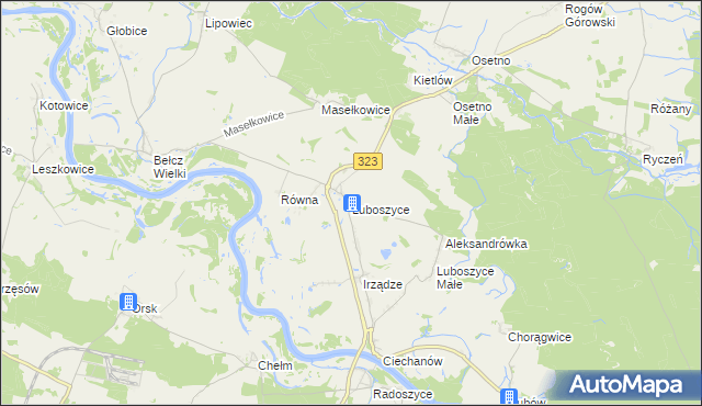 mapa Luboszyce gmina Jemielno, Luboszyce gmina Jemielno na mapie Targeo