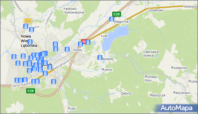 mapa Lubowidz gmina Nowa Wieś Lęborska, Lubowidz gmina Nowa Wieś Lęborska na mapie Targeo