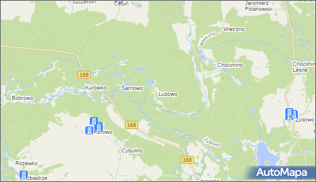 mapa Lubowo gmina Bobolice, Lubowo gmina Bobolice na mapie Targeo