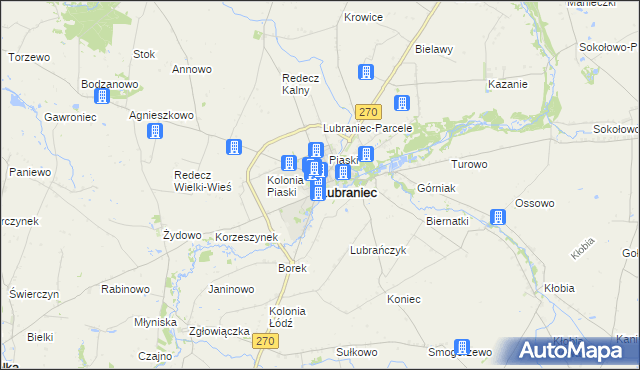 mapa Lubraniec, Lubraniec na mapie Targeo