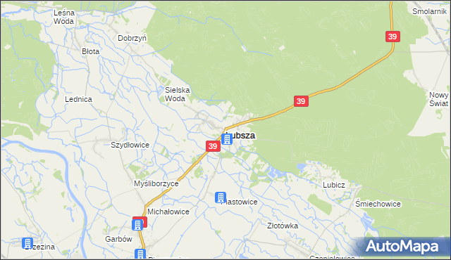 mapa Lubsza powiat brzeski, Lubsza powiat brzeski na mapie Targeo