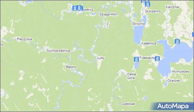 mapa Łuby gmina Osiek, Łuby gmina Osiek na mapie Targeo