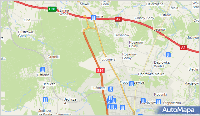 mapa Lućmierz-Ośrodek, Lućmierz-Ośrodek na mapie Targeo