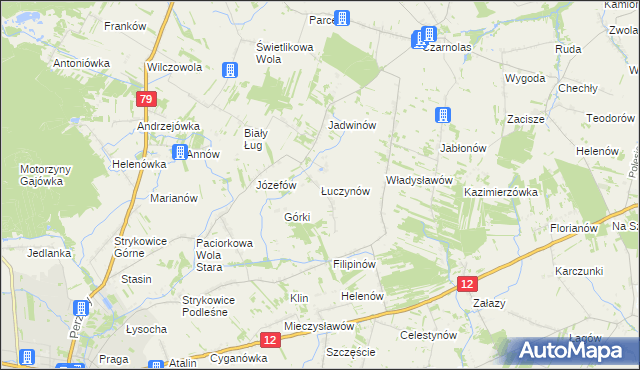 mapa Łuczynów gmina Policzna, Łuczynów gmina Policzna na mapie Targeo