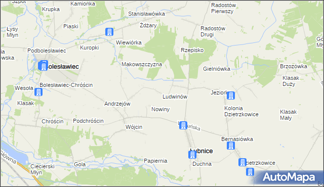 mapa Ludwinów gmina Łubnice, Ludwinów gmina Łubnice na mapie Targeo