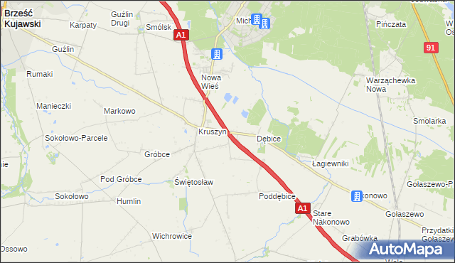 mapa Ludwinowo gmina Włocławek, Ludwinowo gmina Włocławek na mapie Targeo