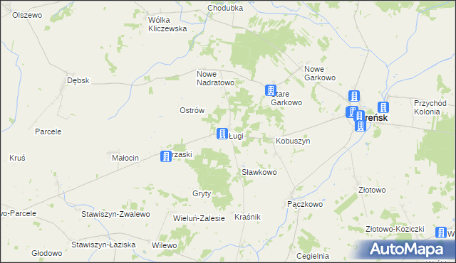 mapa Ługi gmina Szreńsk, Ługi gmina Szreńsk na mapie Targeo