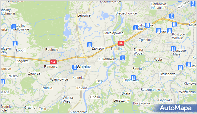 mapa Łukanowice, Łukanowice na mapie Targeo