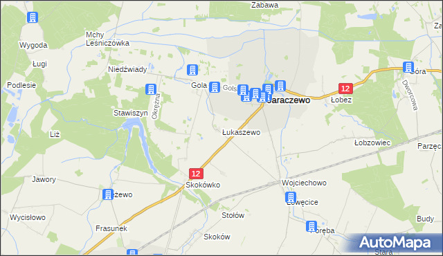 mapa Łukaszewo gmina Jaraczewo, Łukaszewo gmina Jaraczewo na mapie Targeo