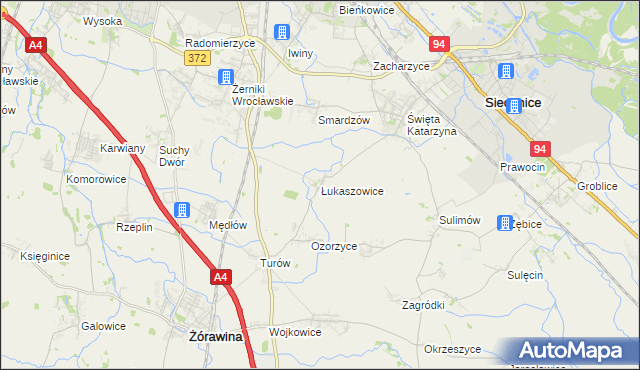 mapa Łukaszowice, Łukaszowice na mapie Targeo