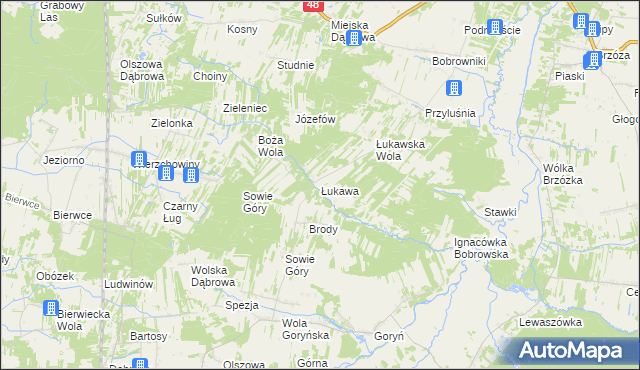 mapa Łukawa gmina Głowaczów, Łukawa gmina Głowaczów na mapie Targeo