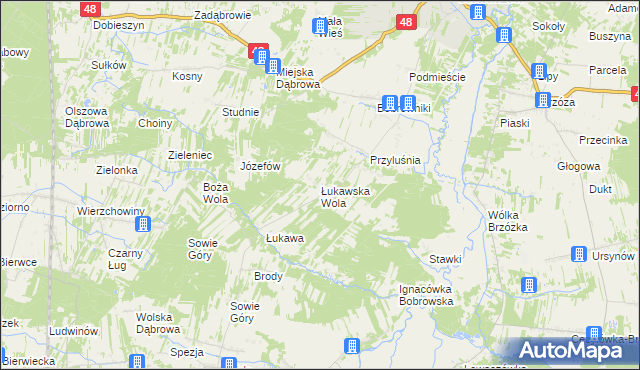 mapa Łukawska Wola, Łukawska Wola na mapie Targeo