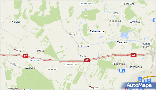 mapa Łukowce, Łukowce na mapie Targeo