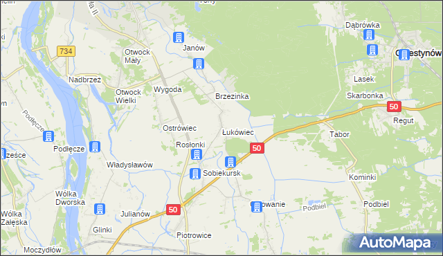 mapa Łukówiec gmina Karczew, Łukówiec gmina Karczew na mapie Targeo