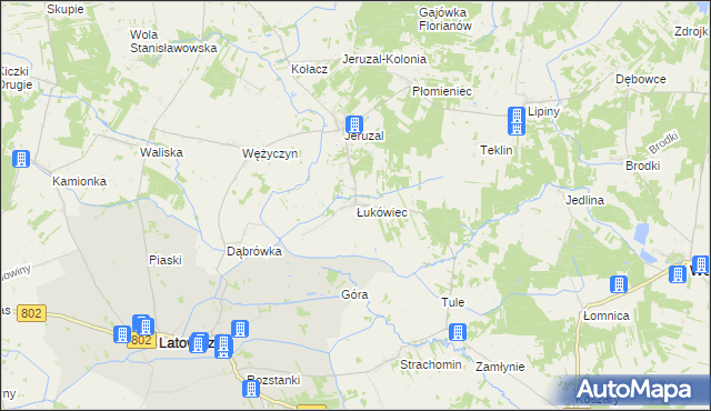 mapa Łukówiec gmina Mrozy, Łukówiec gmina Mrozy na mapie Targeo