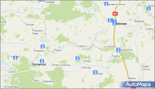 mapa Łupiny gmina Wiśniew, Łupiny gmina Wiśniew na mapie Targeo