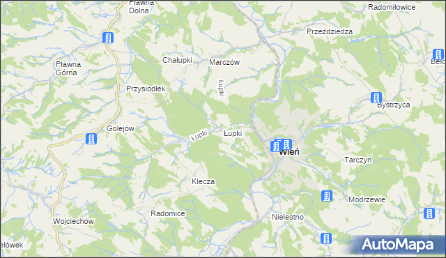 mapa Łupki gmina Wleń, Łupki gmina Wleń na mapie Targeo