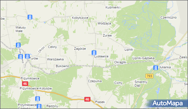 mapa Lusławice gmina Janów, Lusławice gmina Janów na mapie Targeo