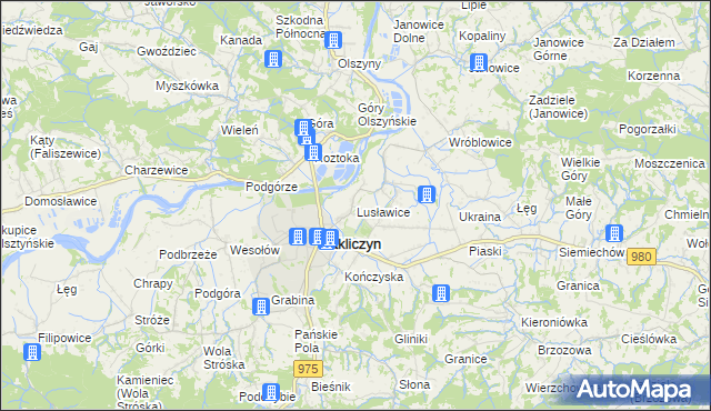 mapa Lusławice gmina Zakliczyn, Lusławice gmina Zakliczyn na mapie Targeo