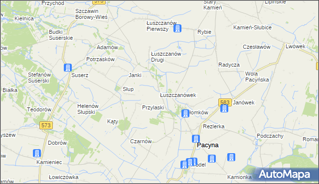 mapa Łuszczanówek, Łuszczanówek na mapie Targeo