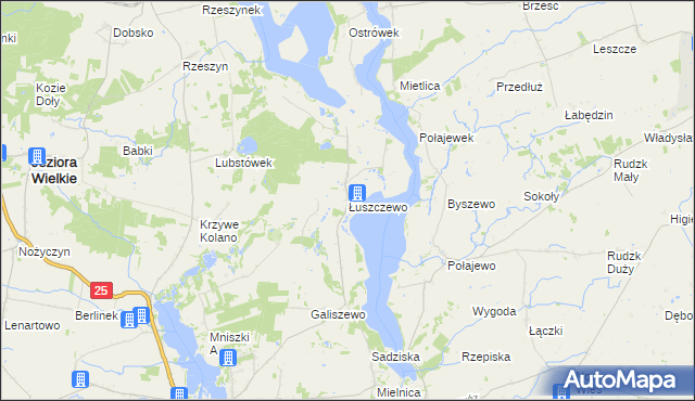 mapa Łuszczewo gmina Skulsk, Łuszczewo gmina Skulsk na mapie Targeo