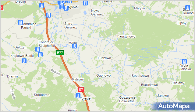 mapa Luszewo gmina Glinojeck, Luszewo gmina Glinojeck na mapie Targeo