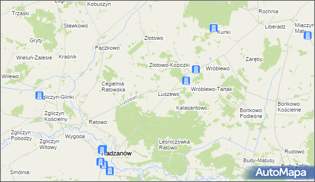 mapa Luszewo gmina Radzanów, Luszewo gmina Radzanów na mapie Targeo