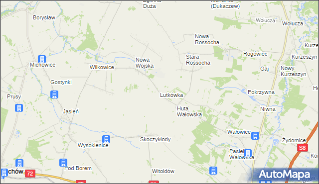 mapa Lutkówka gmina Rawa Mazowiecka, Lutkówka gmina Rawa Mazowiecka na mapie Targeo