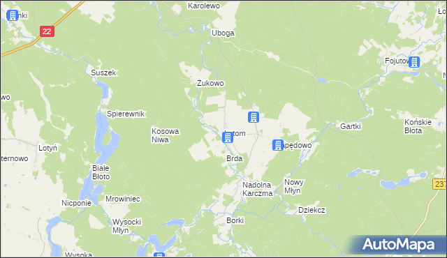 mapa Lutom gmina Czersk, Lutom gmina Czersk na mapie Targeo