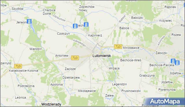 mapa Lutomiersk, Lutomiersk na mapie Targeo