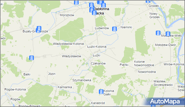 mapa Łuzki gmina Jabłonna Lacka, Łuzki gmina Jabłonna Lacka na mapie Targeo