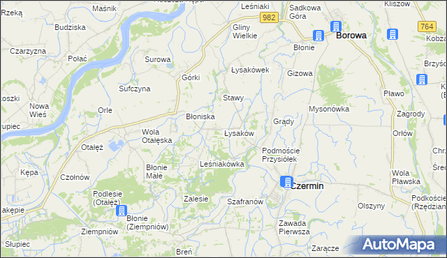 mapa Łysaków gmina Czermin, Łysaków gmina Czermin na mapie Targeo