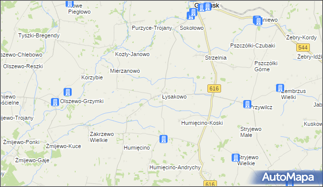 mapa Łysakowo gmina Grudusk, Łysakowo gmina Grudusk na mapie Targeo