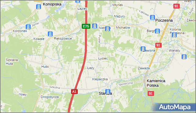 mapa Łysiec, Łysiec na mapie Targeo