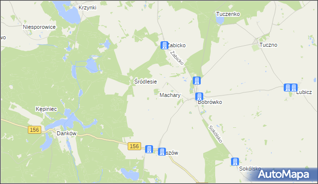 mapa Machary gmina Strzelce Krajeńskie, Machary gmina Strzelce Krajeńskie na mapie Targeo