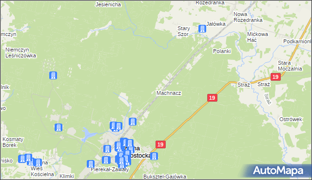 mapa Machnacz gmina Czarna Białostocka, Machnacz gmina Czarna Białostocka na mapie Targeo