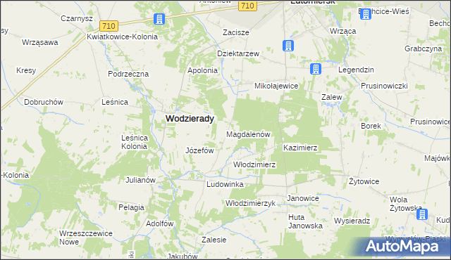 mapa Magdalenów gmina Wodzierady, Magdalenów gmina Wodzierady na mapie Targeo