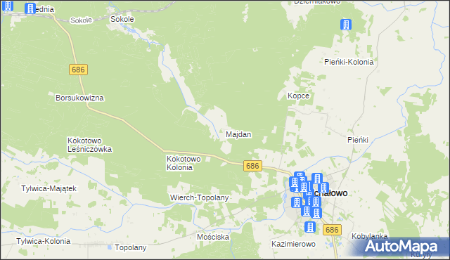 mapa Majdan gmina Michałowo, Majdan gmina Michałowo na mapie Targeo