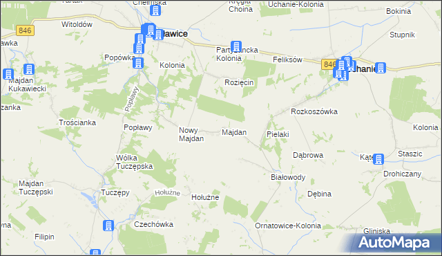 mapa Majdan gmina Wojsławice, Majdan gmina Wojsławice na mapie Targeo