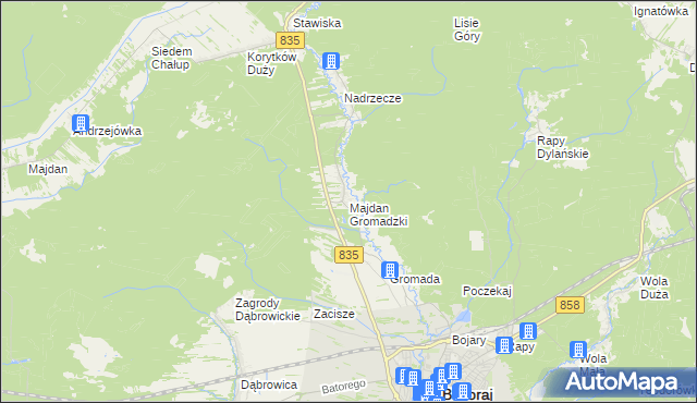 mapa Majdan Gromadzki, Majdan Gromadzki na mapie Targeo