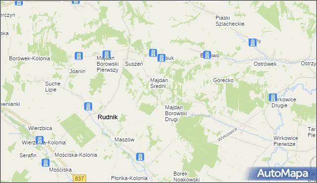 mapa Majdan Kobylański, Majdan Kobylański na mapie Targeo