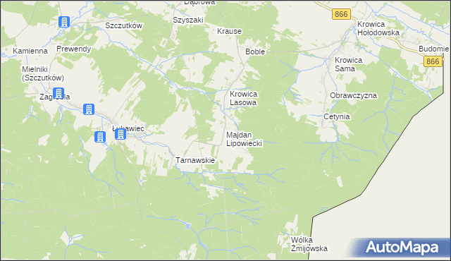 mapa Majdan Lipowiecki, Majdan Lipowiecki na mapie Targeo