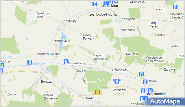 mapa Majdan Ostrowski, Majdan Ostrowski na mapie Targeo