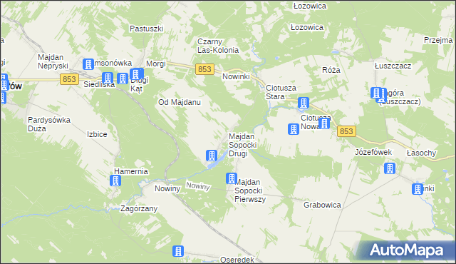 mapa Majdan Sopocki Drugi, Majdan Sopocki Drugi na mapie Targeo