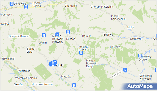 mapa Majdan Średni, Majdan Średni na mapie Targeo