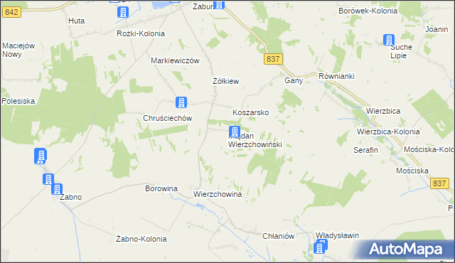 mapa Majdan Wierzchowiński, Majdan Wierzchowiński na mapie Targeo