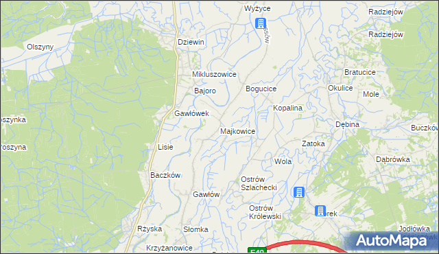 mapa Majkowice gmina Bochnia, Majkowice gmina Bochnia na mapie Targeo
